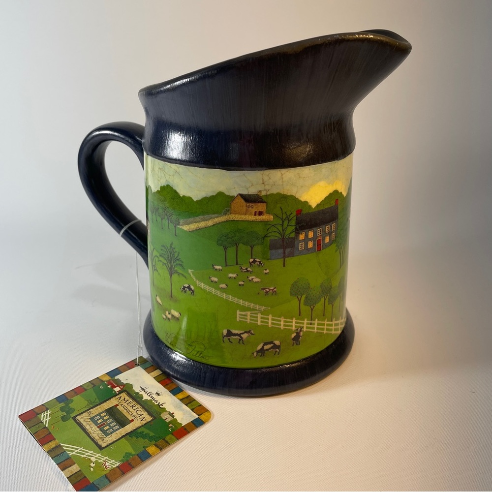 Americana Folk Art Ceramic Pitcher by Valerie Pillow for Hallmark